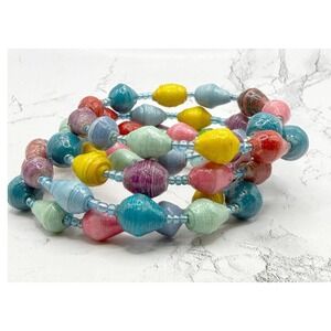Colorful‎ Paper Bead Wrap Bracelet Multicolor Boho Festival Garden Party